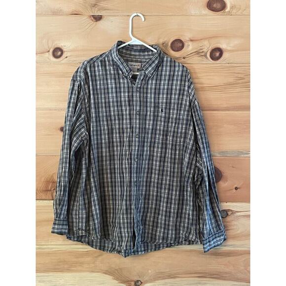 Carhartt Men's Button Down Plaid Long Sleeve Shirt. 2XL. blue/tan. - Picture 1 of 3